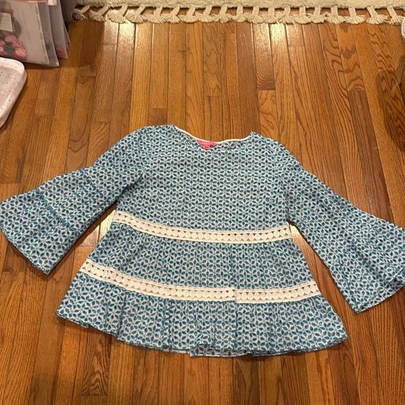 Lilly Pulitzer Zazie Top - Mr. Peacock Blue Zanzibar Eyelet - Picture 2 of 6